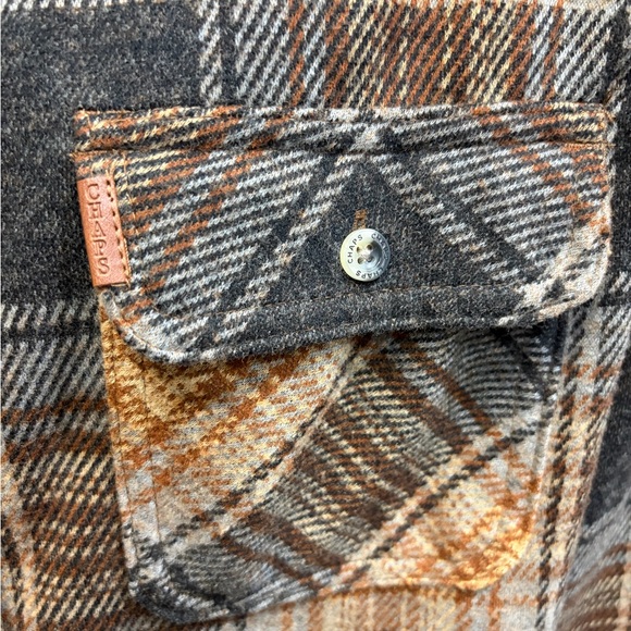 CHAPS Long Sleeve Soft Warm Brown Plaid Button-Up Shirt Shacket Autumn Fall - Picture 9 of 11